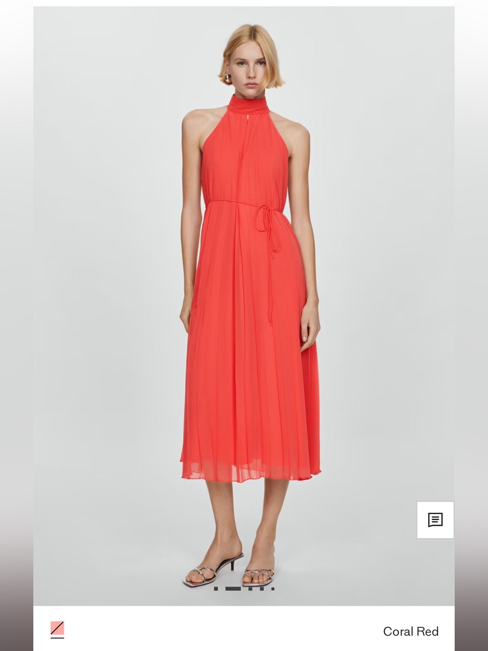 MANGO PLEATED HALTER NECK DRESS